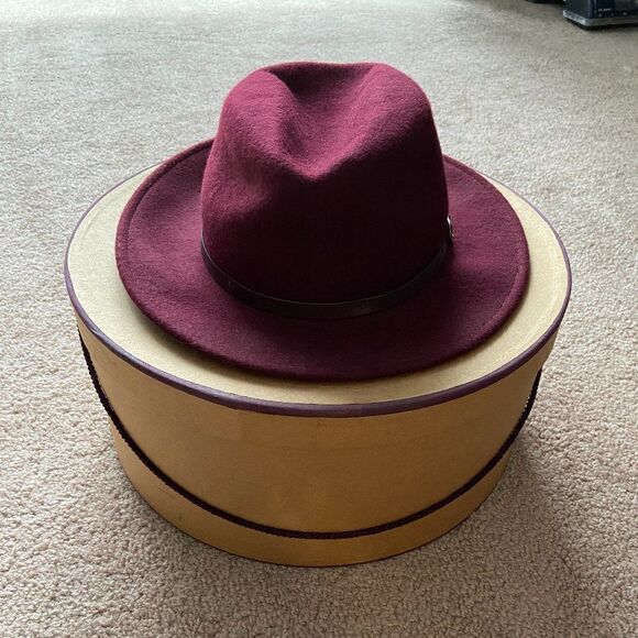 Authentic Burgundy Wool Brim Hat - Picture 1 of 6